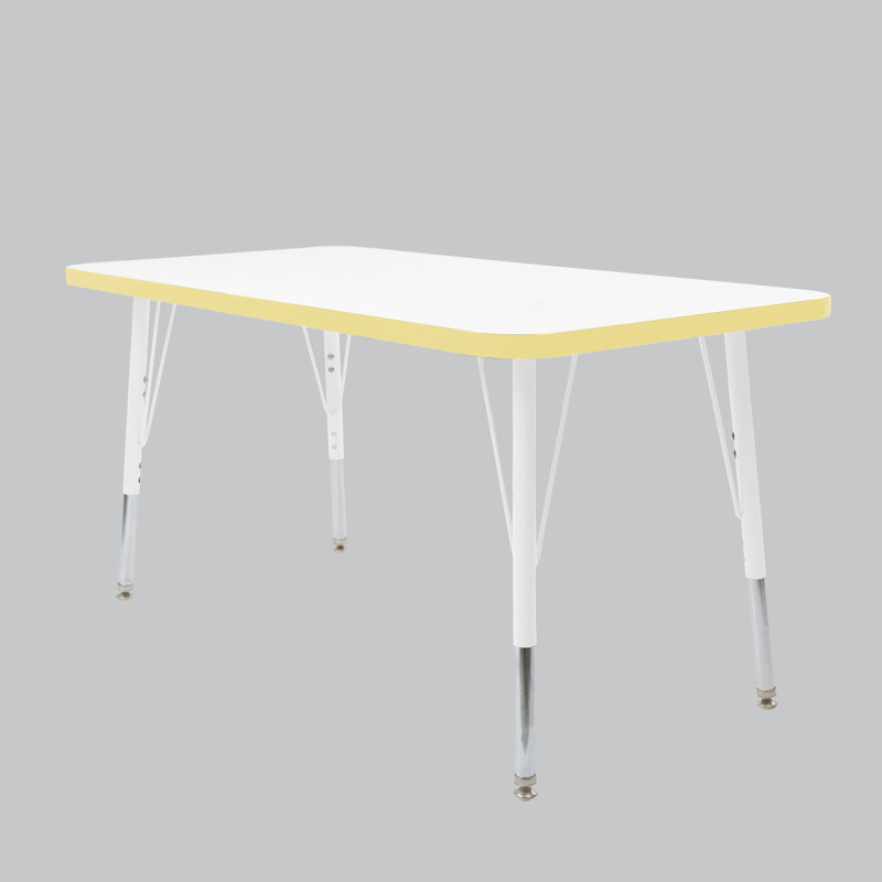 Table rectangulaire d'activités thermofusionnées avec pieds réglables et pivotants standard, H 30 po x l 24 po x P 48 po