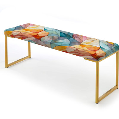 Watercolor Delight Marble Pattern - Marble Upholstered Gold Bench