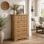 Commode 6 tiroirs, commode haute 6 tiroirs, rangement pour vêtements, armoire de salon 6 tiroirs, chêne, H 31,50 po x l 15,75 po x H 47,64 po