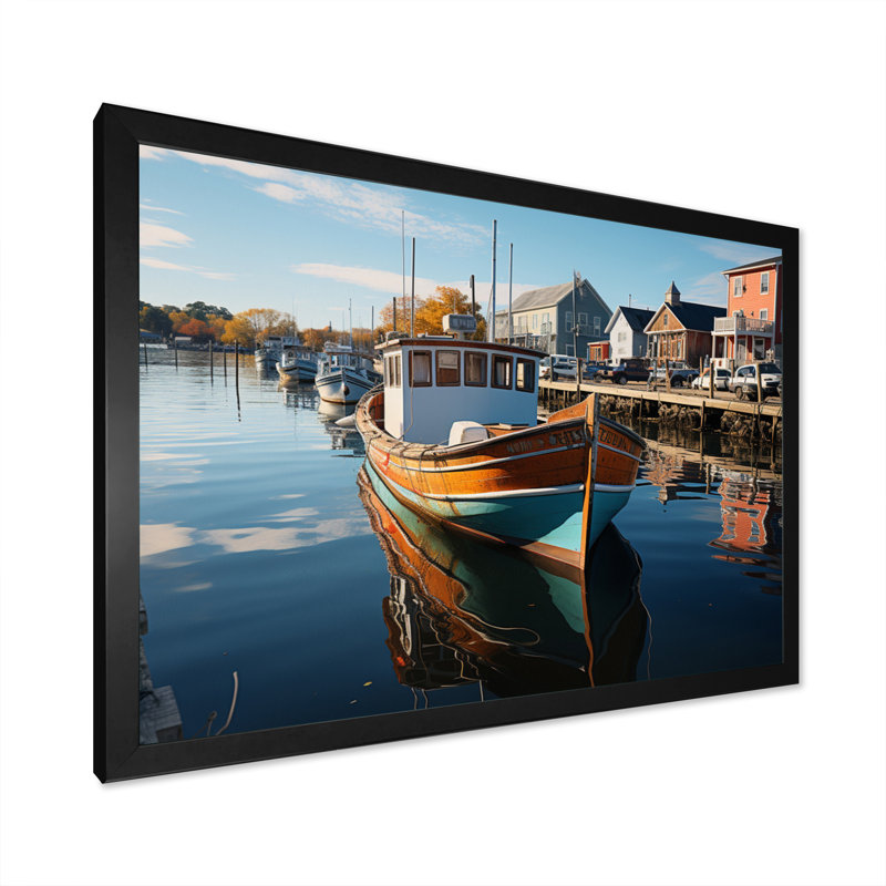 Port Port Hues - Nautique et plage, reproduction d'art mural, H 34 po x l 44 po x P 1,5 po, Cadre photo noir