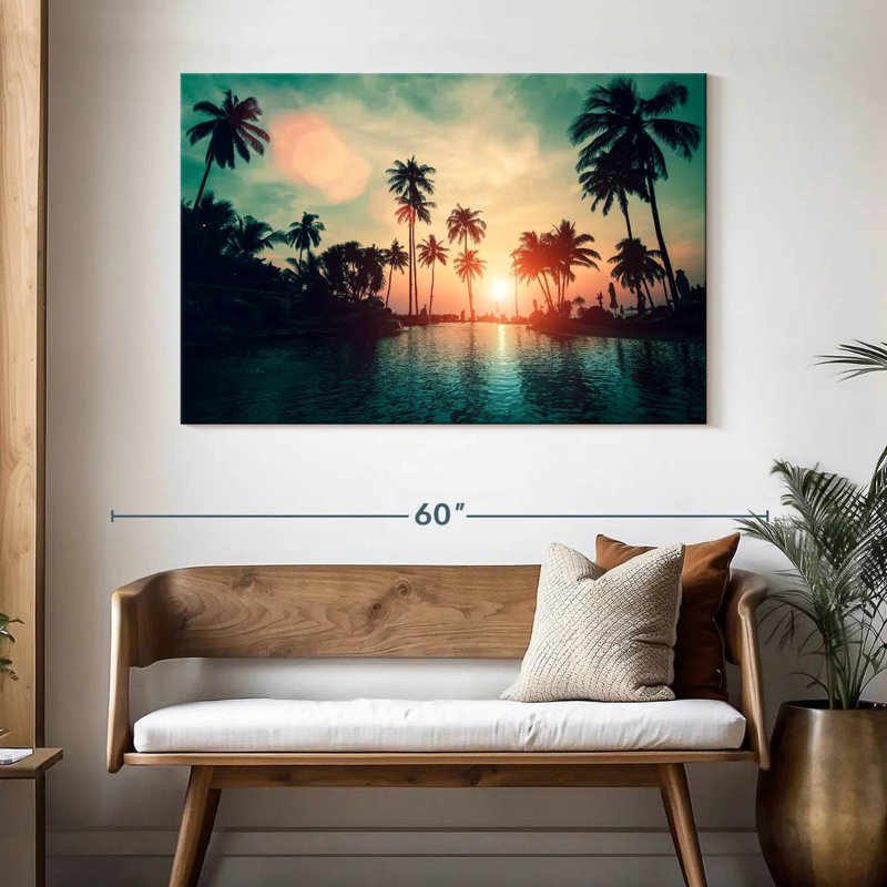 Gillard Soft Sunset Over Palm Trees, 32" H x 48" W
