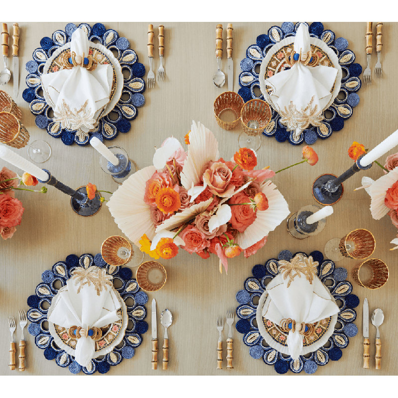 Palmera Napkin, White/Gold/Natural