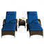 Ensemble 3 pièces: 2 chaises longues en osier avec coussins et table d'appoint
