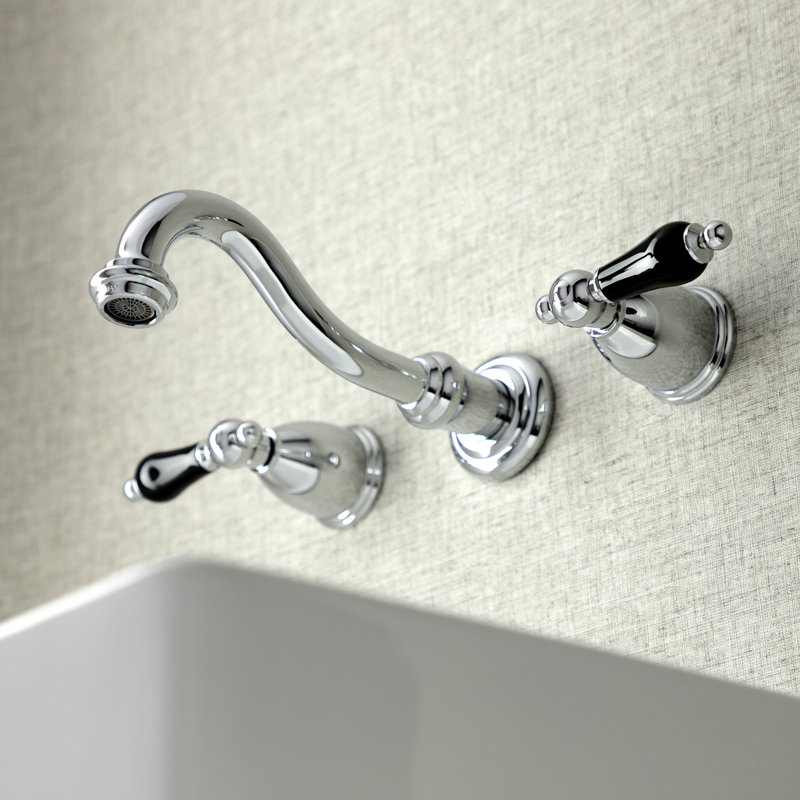 Robinet de salle de bain mural à deux poignées Duchess, Chrome poli