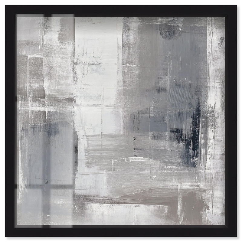 «Silver Symphony II Shadowbox», art mural minimaliste par Art Remedy, cadre noir, 25 x 25, H 25 po x l 25 po, Structure noire