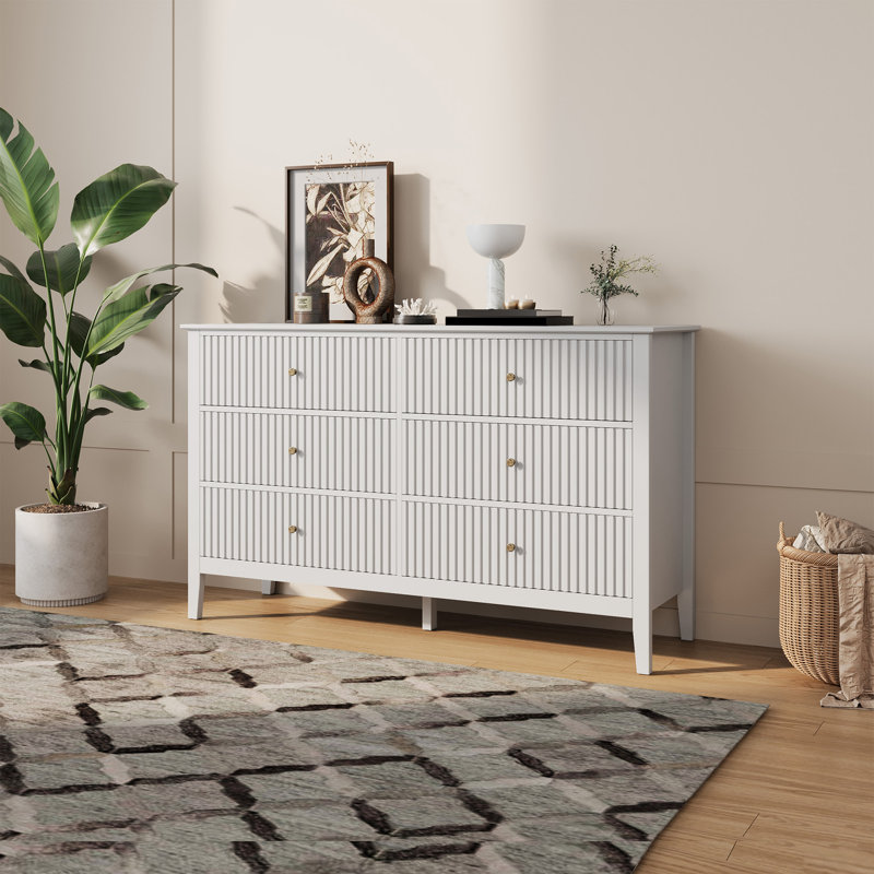 Amberrae 119.38cm W 6 - Drawer Chest of Drawers, White