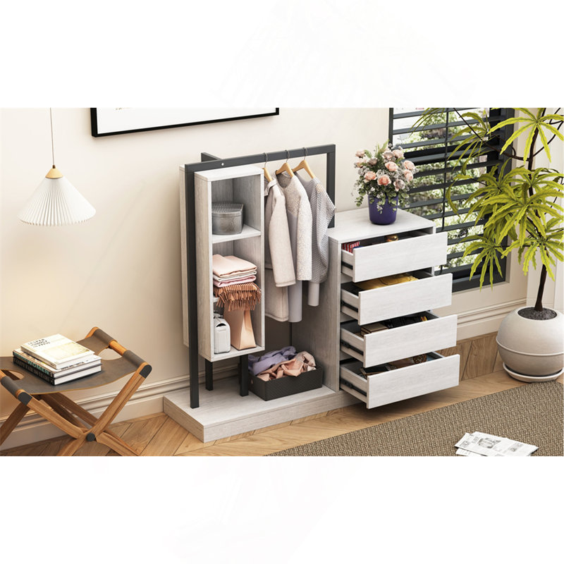 Armoire avec 4 tiroirs et 3 tablettes, Blanc