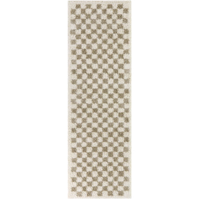 Walker Beige Checkered Shag Rug