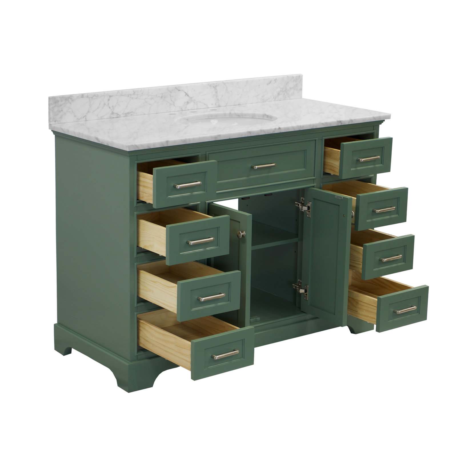 Ronnie 48'' Single Bathroom Vanity, Carrara Marble, Sage Green