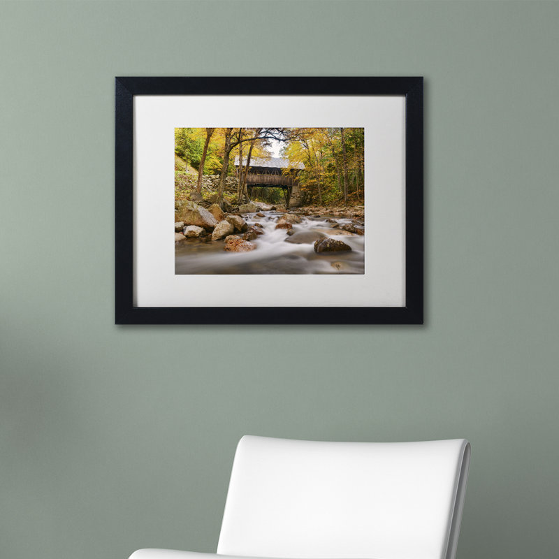 « the flume bridge », reproduction de photo sur toile encadrée, H 16 po x l 20 po, Toile avec cadre noir, Blanc