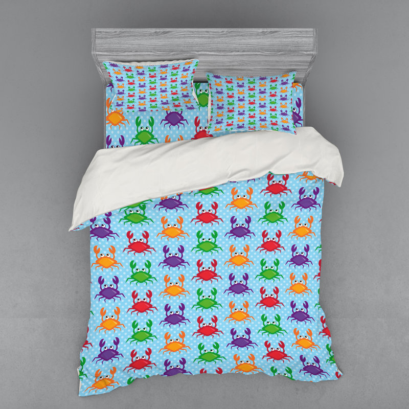 Ensemble de housse de couette en microfibre bleu / rose / vert, Housse de couette grand + 3 pièces supplémentair