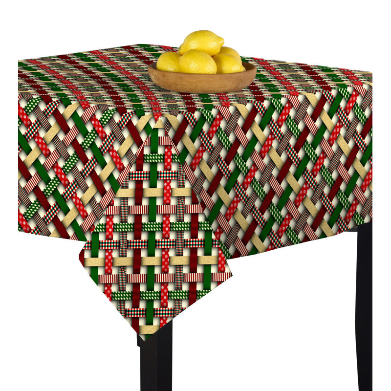 Mccoy Christmas Ribbons Tablecloth, 70" W x 70" L
