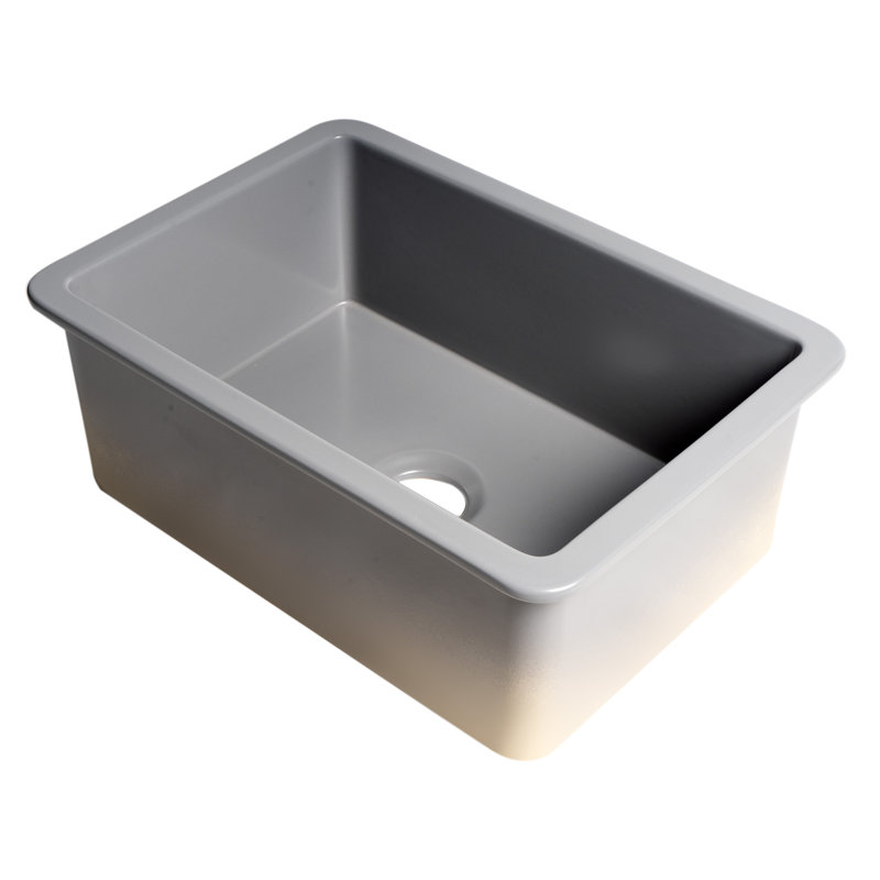 26.75'' L Single Bowl Fireclay Kitchen Sink, Gray Matte