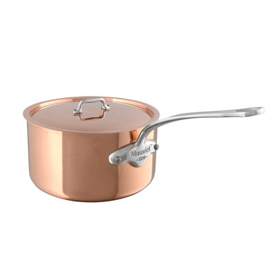 Mauviel 1830 M'3 S Copper Sauce Pan With Lid, Cast Stainless Steel Handles, 2.8-Qt