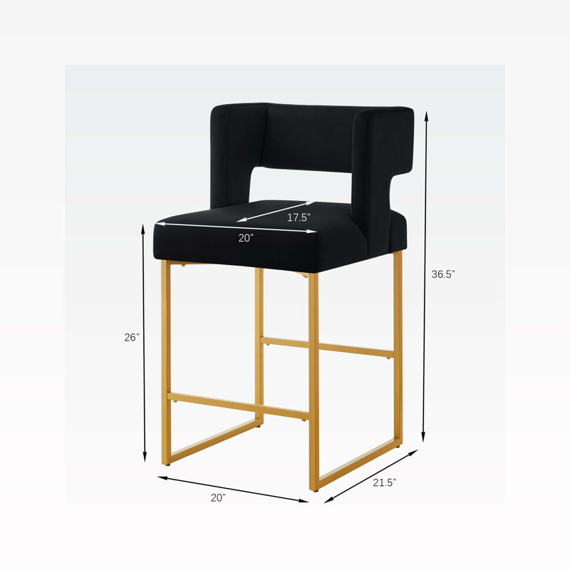 Clairissa Upholstered Accent Chair, Black Velvet, Gold