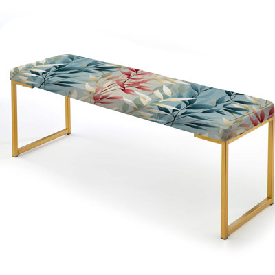 Natures Botanical Ferns Jungle Harmony - Botanical Upholstered Gold Bench
