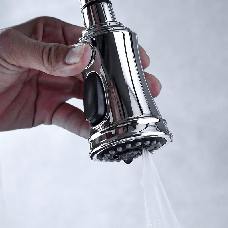 Bridge Kitchen Faucet With Pull-Down Sprayhead In Spot, Chrome