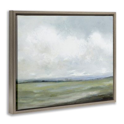 Vast Cloudy Countryside Abstract Gold Framed Floater Canvas Wall Art, design by Jacob Q