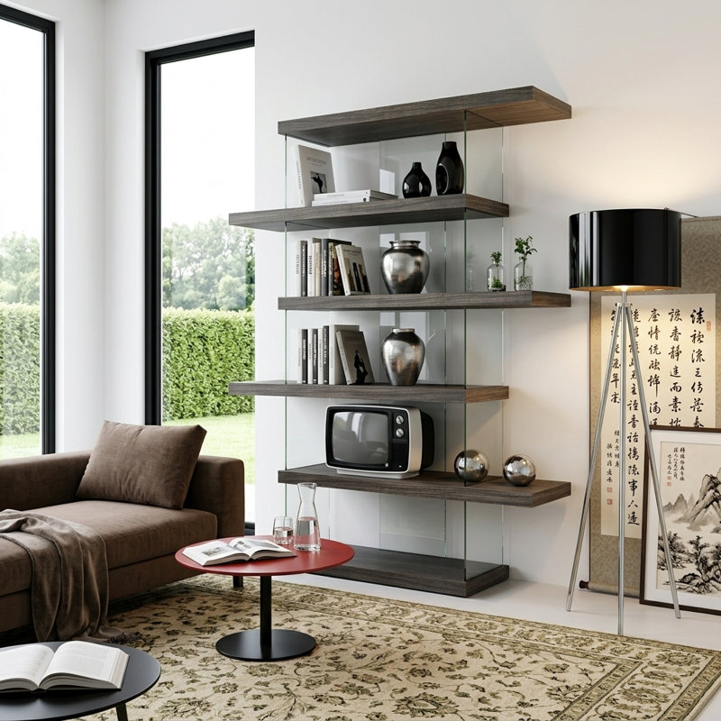 Mechteld Geometric Glass Bookcase