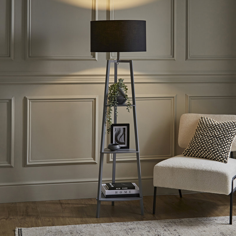 Aidrian 155cm Tripod Floor Lamp, Yes, Grey, Black