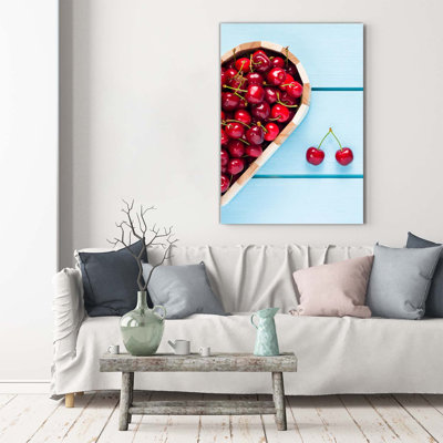Cherries On Wood - Wrapped Canvas Print