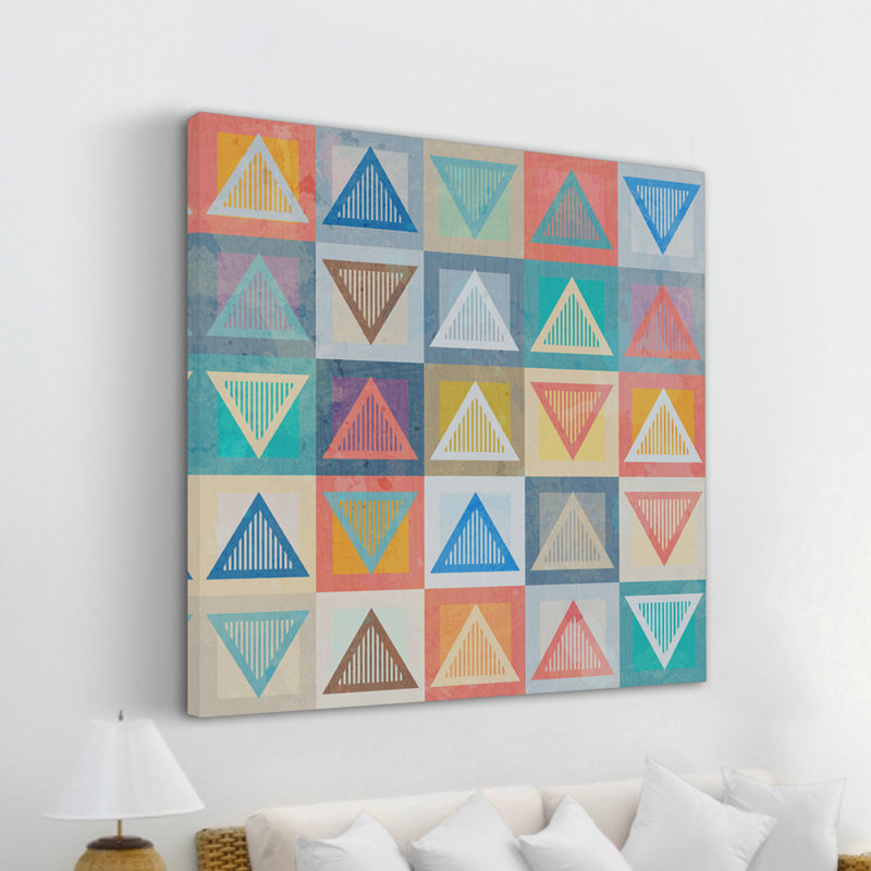 Pastel triangles - impression sur toile tendue, H 18 po x l 18 po x P 1,5 po