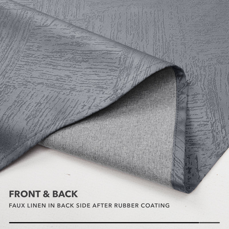 Boast Full Blackout Textured Linen Curtains, 52'' W x 84'' L, Dark Gray