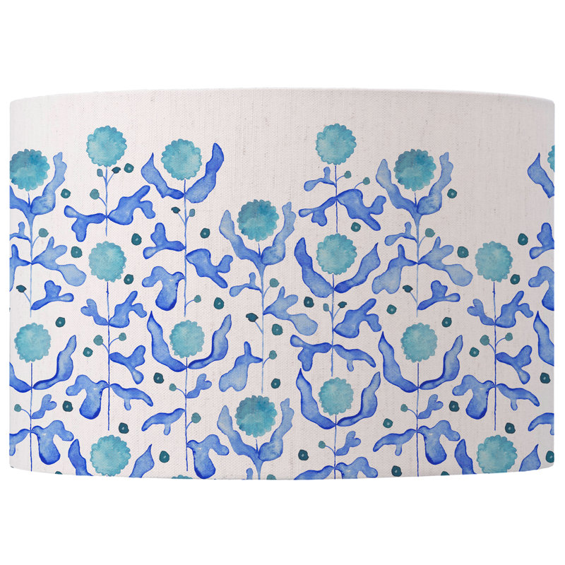 Round Lamp Shade ( No Direct Attachment Method ), Blue/White, 24cm H x 46cm W x 46cm D