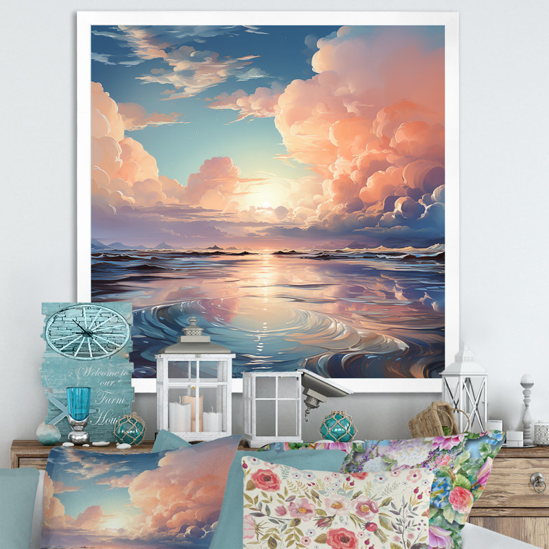 «Clouds Charm», impression sur toile, Cadre simple blanc, H 24 po x l 24 po x P 1 po