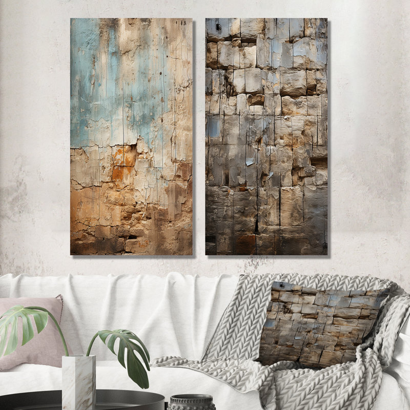 «Hebrew Western Wall Collage I - Judaism», art mural, ensemble de 2 pièces, Toile tendue, H 40 po x l 40 po