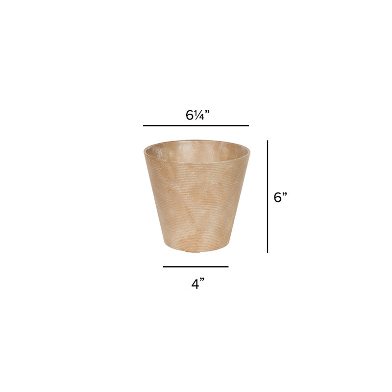 Pot à fleurs en résine Carreras, H 6 po x l 6,25 po x P 6,25 po, Taupe