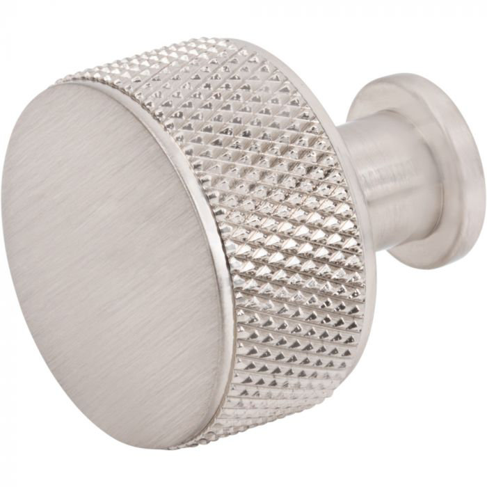 Beliza Cylindrical Knurled Knob, Unlacquered Brass, 1"
