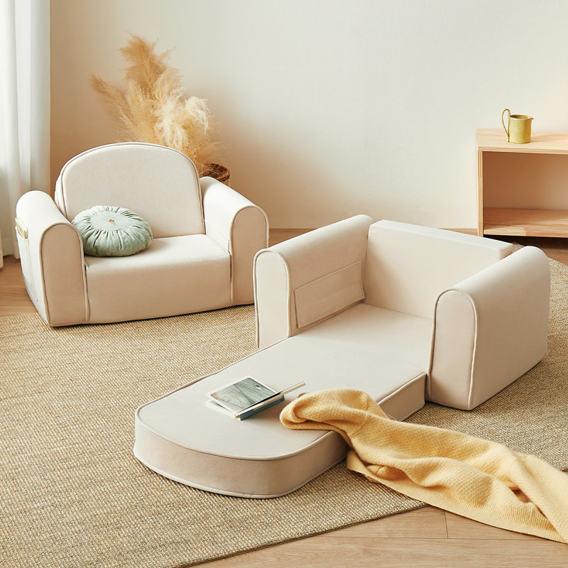 Tiny Land® GentleSnug Kid Chair - Beige White, White