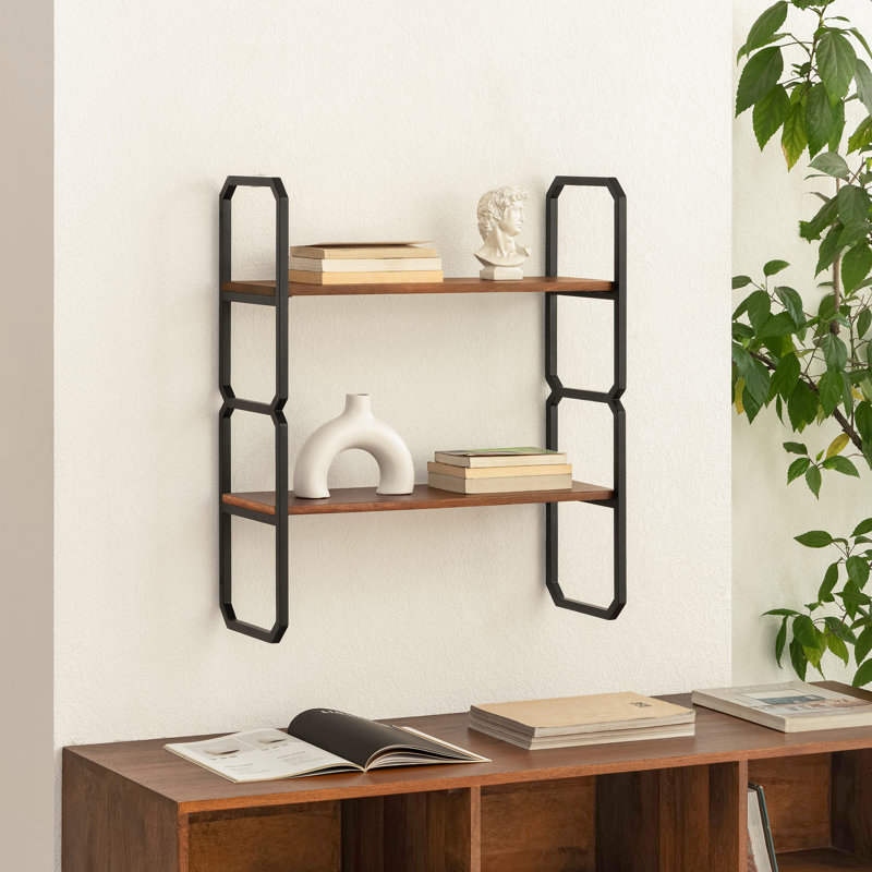 Tablette décorative murale en bois et métal Willow, Noyer