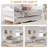 Twin Daybed with Trundle, Twin Bed Frame with Sturdy Metal Foldable Trundle, Sofa Bed with Stylish Headboard for Living Room, Bedroom and Guest Room, White-1102363526