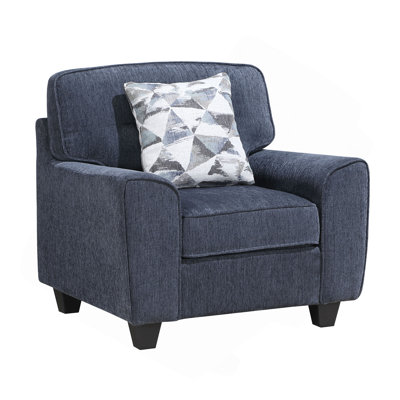 Durable Chenille Fabric Living Room Chair with Decorative Pillow Contemporary Design Furniture 1pc