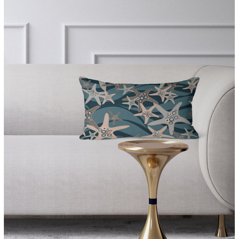 Starfish Sway  Rectangular Throw Pillow, Green/Gray