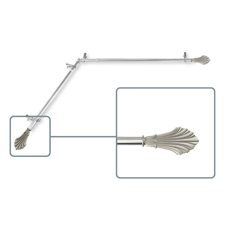 Tringle à rideaux simple à fenêtre de coin Etelvina, Nickel satiné, 48 po à 84 po