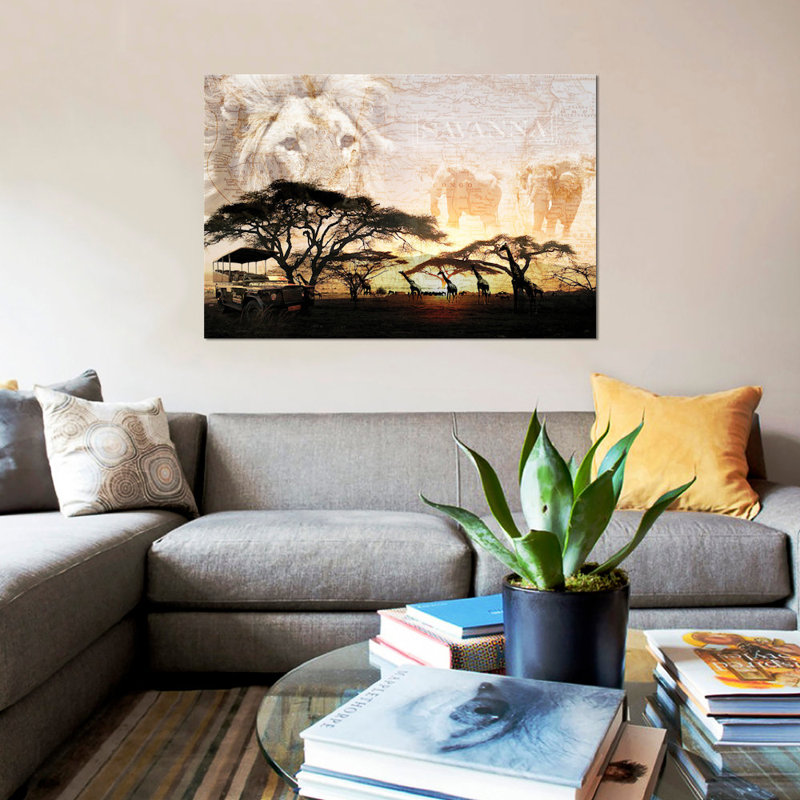 «Savanna» par GraphINC - Estampe numérique sur toile tendue avec châssis, Toile avec cadre noir, H 8 po x l 18 po x P 26 po