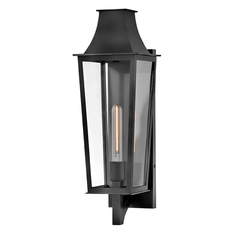 Georgetown 1 - Light Outdoor Wall Lantern, 21.75" H x 7" W x 8" D, Black