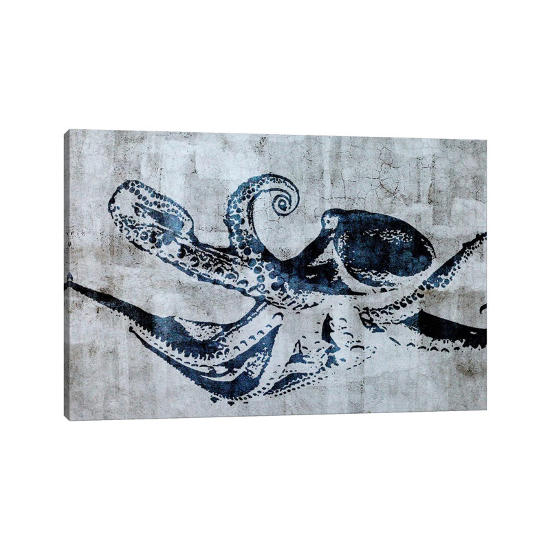 Impression d’art graphique, "Octopus Street art", Toile tendue, H 12 po x l 18 po x 1,5 po