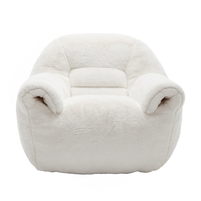 Bean Bag Chair, Comfy Bean Bag Sofa With Back Support, Faux Fur Bean Bag Chair For Adults And Kids, Stuffed Floor Sofa For Living Room, Bedroom, Apartment, White