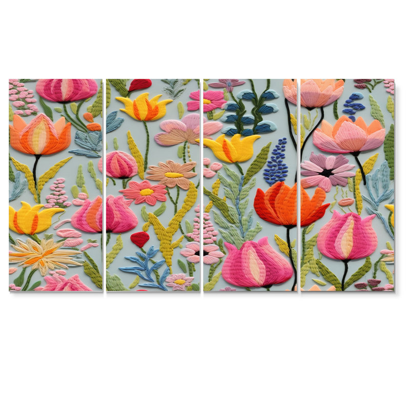 Egremont - Ensemble de 4 tulipes murales, H 28 po x l 48 po