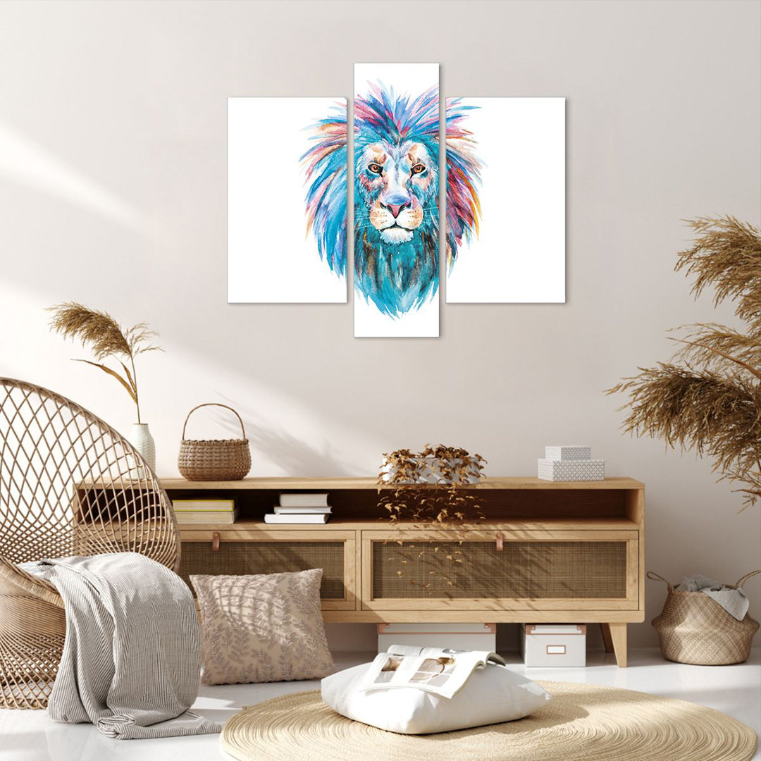 3-tlg. Leinwandbilder-Set Colourful Lion Mane