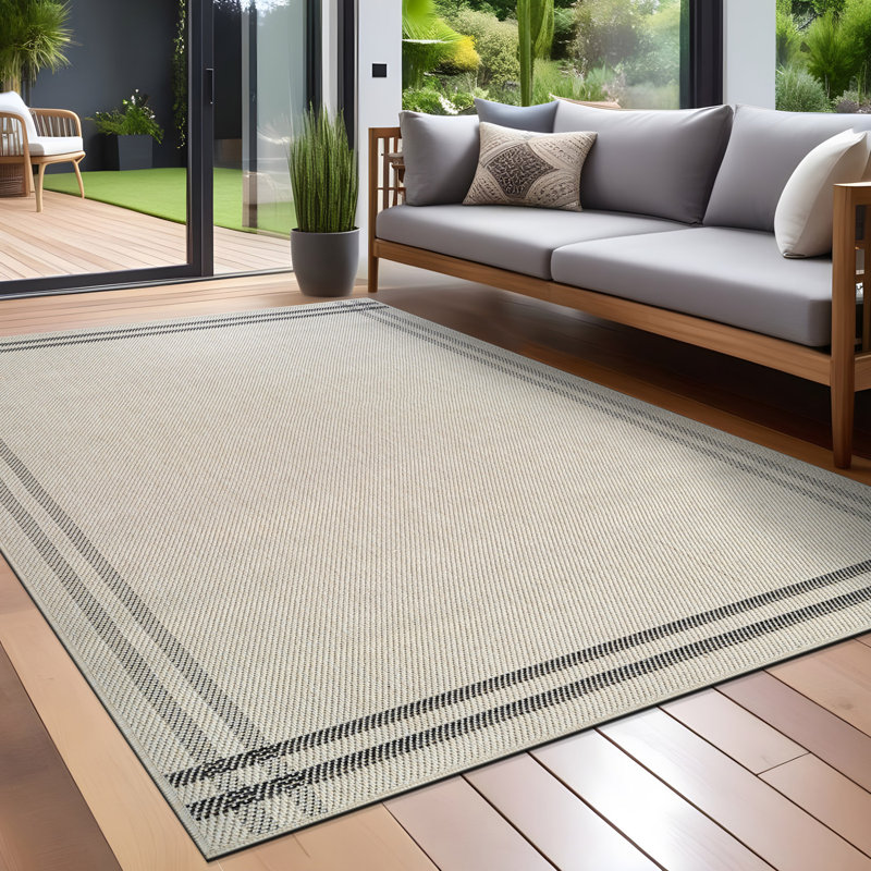 Indoor Outdoor Area Rug, Rectangle 8' x 10', Ivory