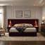 King Size Velvet Bed Frame/Vertical Channel Tufted Wingback Headboard/Upholstered Platform Bed/Strong Wooden Slats/No Box Spring Needed/Easy Assembly-130382490-130382491