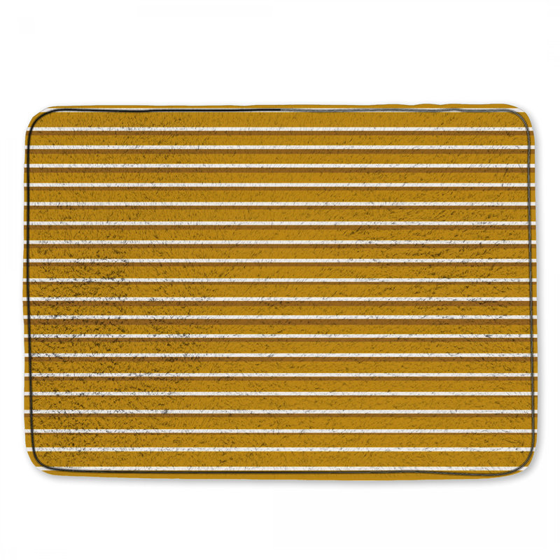 Tapis de bain à rayures, Simple - L 24 po x l 17 po, Moutarde / rayures blanches