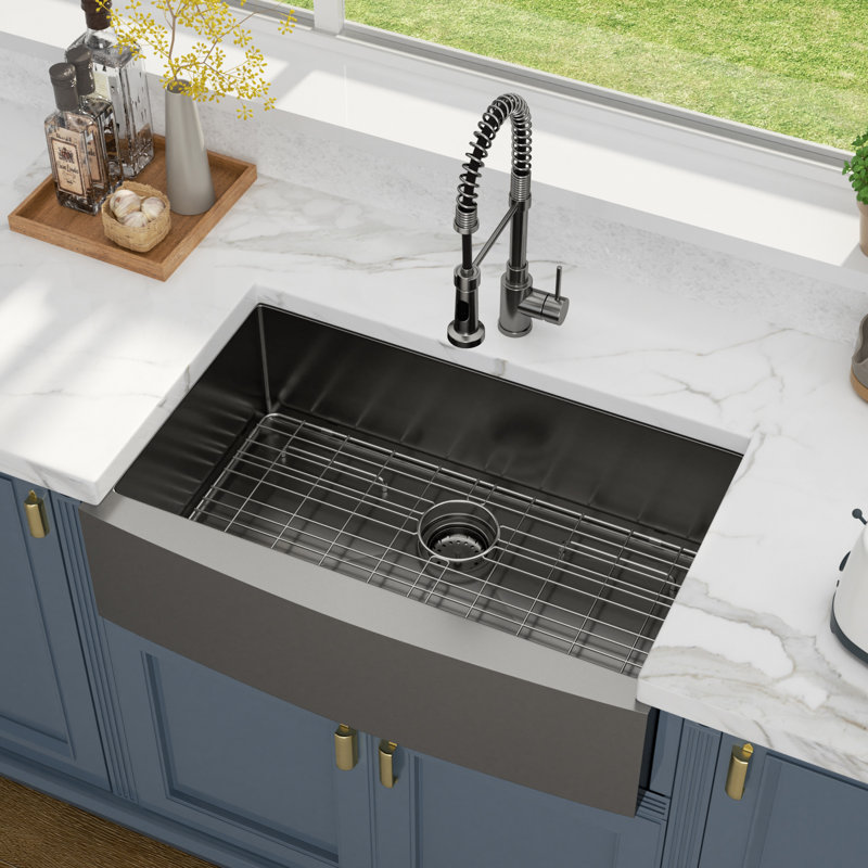  Évier de cuisine de ferme Farmhouse, L 36 po x l 21 po, Gun Metal Black