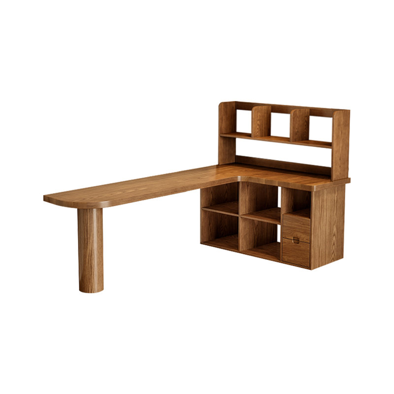 Light-walnut L-Shaped Solid Wood desks, 53.15" H x 78.74" W x 47.24" D, Right Hand Return