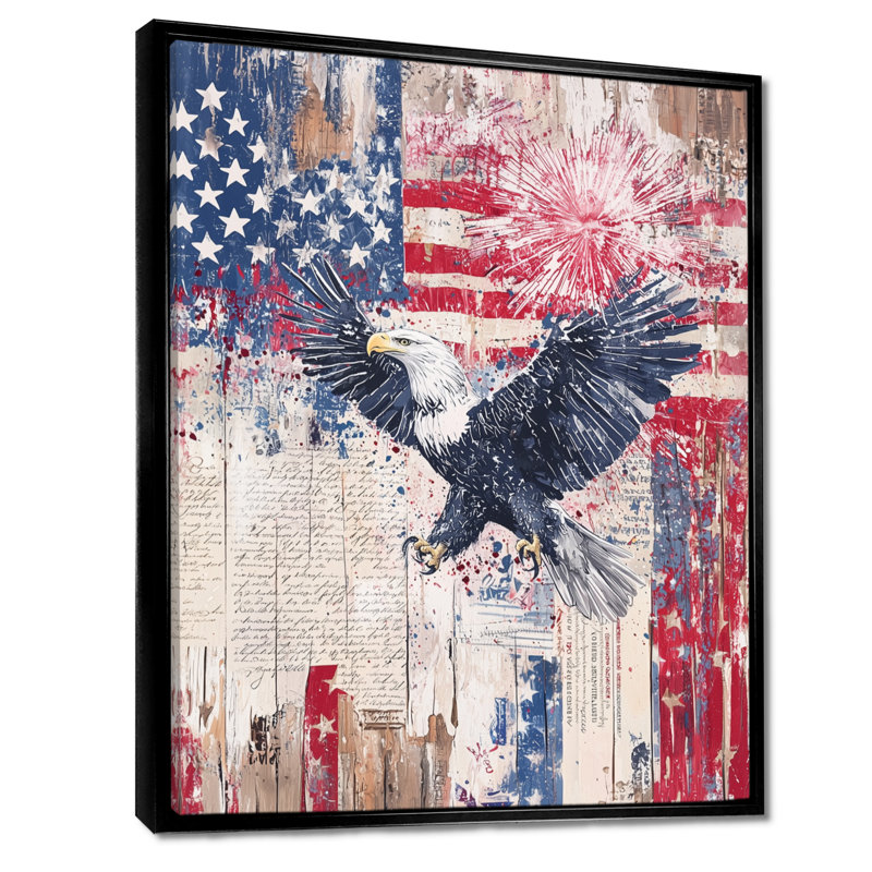 Drapeau patriotique de Djenabou, aigle et drapeau américain, paysage I - aigle, art mural, H 20 po x l 12 po, Noir